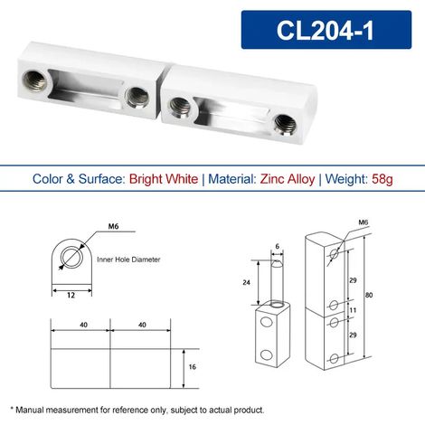 (CL204-1-ZA-W-8PCS) Charnière détachable mère-enfant pour porte d'armoire, de boîte de distribution ou de machinerie industrielle, axe de charnière en alliage de zinc (1/5)
