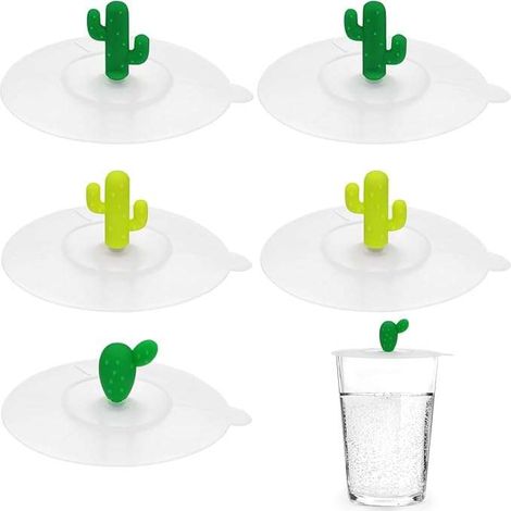 Coperchio in silicone per tazza con manico a forma di cactus, 10x11,5 cm, 6 pezzi