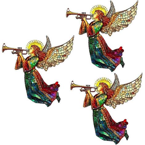 Attrape-soleil ange de Noël, pendentif disque acrylique à suspendre en vitrail, cadeau de Noël (1/5)