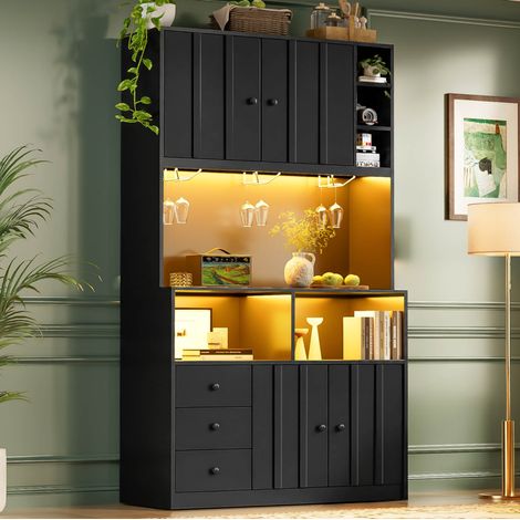 armario cocina con vitrina y botellero MDF 180 cm OKMYHOME (1/5)