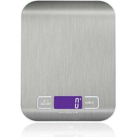 Bilancia da cucina elettronica ad alta precisione 5000 g/1 g con display LCD retroilluminato, 6 unità di misura e funzione tara, in acciaio inossidabile, digitale intelligente, bilancia multifunzional (1/5)