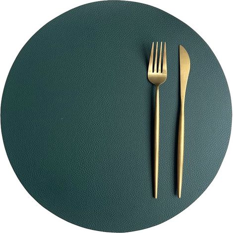 Sets de table ronds lavables, en simili cuir imperméable, 32 cm