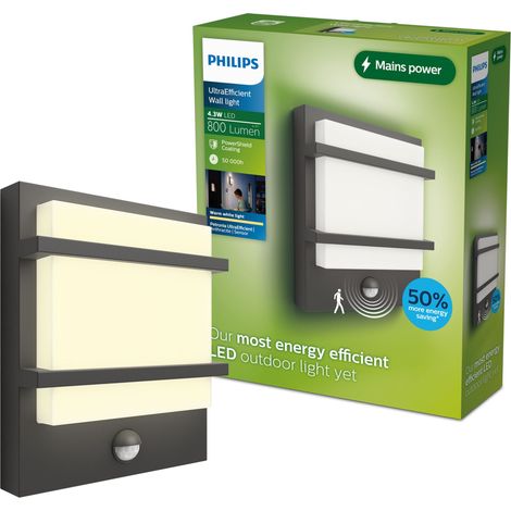 Philips Aplique LED PETRONIA para exterior con sensor de movimiento 3.8W 2700K IP44 Ultra Eficiente (1/5)