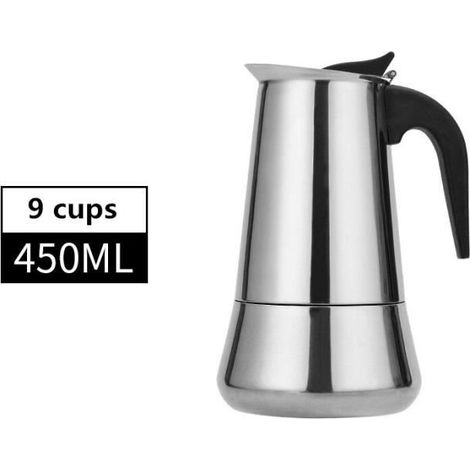 Kaffeemaschine, achteckige Edelstahl-Kaffeemaschine, großes Fassungsvermögen von 600 ml, 12 Tassen, für Espresso, Mokka, - Typ 9 Tassen-450 ml-B (1/4)
