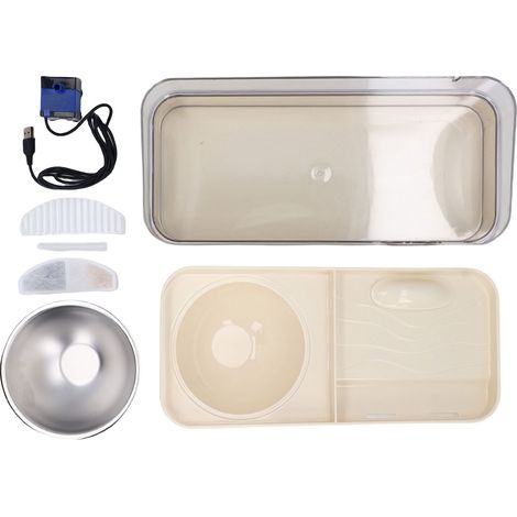 Mangeoire automatique pour chat et distributeur d'eau avec bol en acier inoxydable, ensemble d'abreuvoir de grande capacité pour aliments pour animaux de compagnie (1/5)