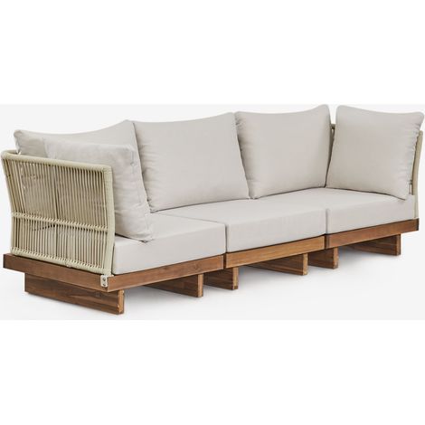 Divano modulare Dailin 3 pezzi con 2 poltrone angolari in legno di acacia SKLUM            