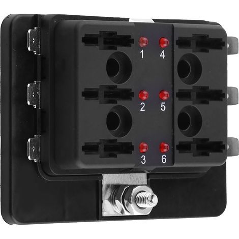 6-fach Sicherungsblock mit LED-Kontrollleuchte für Auto, Wohnmobil und Boot