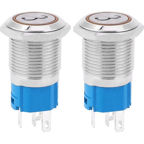 Interrupteur à bouton-poussoir instantané en métal avec éclairage LED, modèle à 5 broches (1/5)