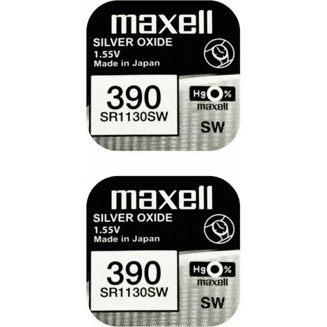 .2 Piles Maxell 390 SR1130SW Silver Oxide 1,55 v.