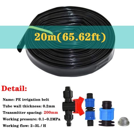 (Espacement 200 mm, 20 m - 5/8'') Ruban d'irrigation goutte à goutte de 16 mm d'épaisseur et 0,2 mm d'espacement, pour serre, exploitation agricole, tuyau d'arrosage poreux, ruban de réparation. (1/5)