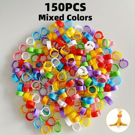 150 Anneaux Colorés pour Pattes de Poulet, Bandes Plastiques pour Volailles, Boucles d'Identification pour Poulets, Canards, Oies et Dindes, Sans Batterie (Couleurs Mixtes) (1/4)
