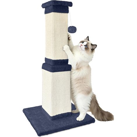 Arbre à chat - 81 cm - Arbre à chat en sisal et bois - Pour grands chats et chats d'intérieur - Base large stable - Bleu (1/5)