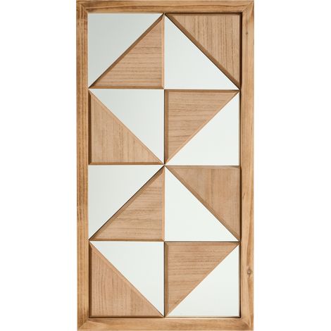 Decoración de pared con espejo marco de madera estilo moderno 40 x 75 cm marrón claro Hiesville