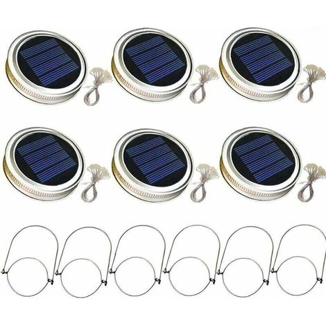 Solaire Mason Jar couvercle clair avec 2 m de lumières poignée 20 LED Lampe suspendue Lanterne jardin lumière blanche 6PCS chane d'éclairage,de DEBUNS (1/5)