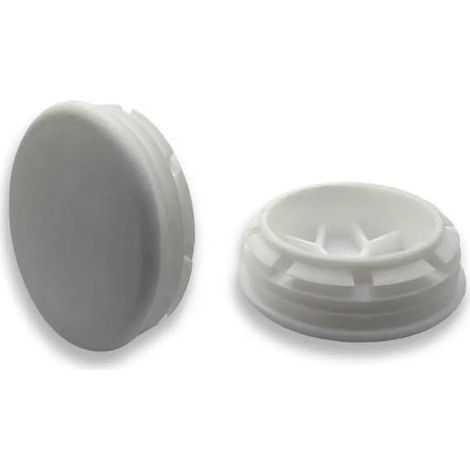 Ajile - Bouchon embout rond plat de finition BLANC pour tube de diam. 40 mm