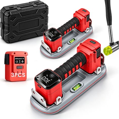 Lot de 2 300Kg Ventouse ÉLectrique Carrelage Écran LCD Poignée Antidérapante avec 3 4Ah Batteries Capteur de Pression 26cm Ventouse Pare Brise pour Verre Carrelage Granit