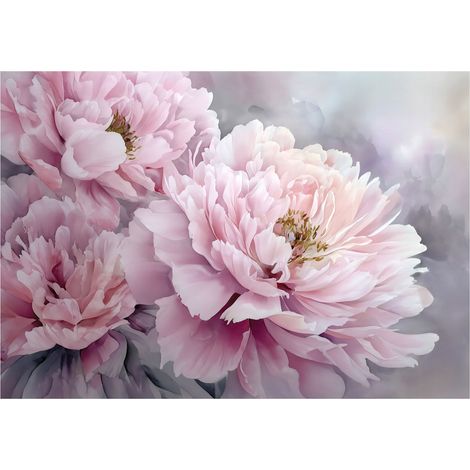 Boho Fototapete Pfingstrosen Blumen – Großformat Wandtapete 200x140 cm – Für Wohnzimmer & Schlafzimmer (1/5)