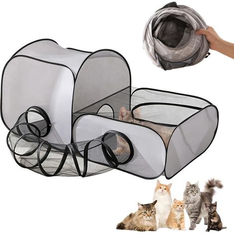 Parc pour animaux de compagnie avec tunnel, parc pliable pour chiens et chatons, enclos d'extérieur pour petits animaux, idéal pour la maison, le camping et les voyages (1/5)