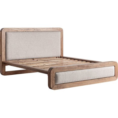 Lit en bois d'acacia finition vieilli style classique marron - Marron bois vieilli naturel (1/5)