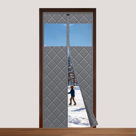 Winddichter Vorhang, 100 x 220 cm, kältebeständig, wasserdicht, winddicht, energiesparender Vorhang, mit Fenster. (1/4)