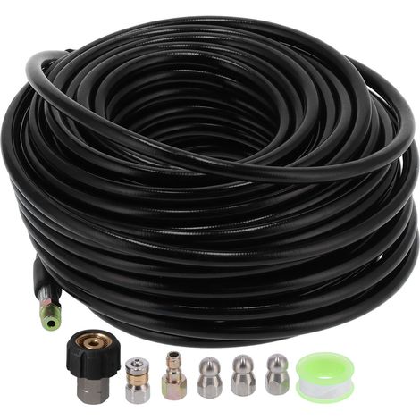 Hochdruckreiniger-Set zur Kanalreinigung, 5800 PSI, Abflussreinigungsschlauch (30 m), 1/4-Zoll-NPT-Anschluss (1/5)