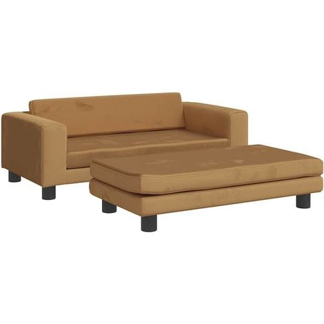 Panier pour chien en velours marron avec extension, mesurant 100x50x30 cm.