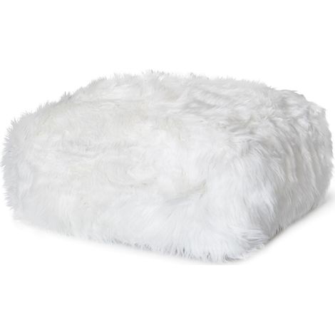 PUFF PELO LARGO SUAVE BLANCO 60X60X20CM (1/3)