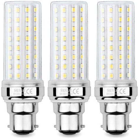 20-W-LED-Maiskolbenlampen, entspricht 150-W-Glühlampe, 2300 lm, 3000 K warmweiß, B22-Bajonettfassung, 3er-Pack
