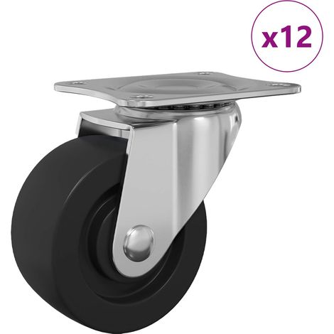 Rueda giratoria 12 pcs Plateado 60 x 60 x 50 mm Hierro y nylon vidaXL