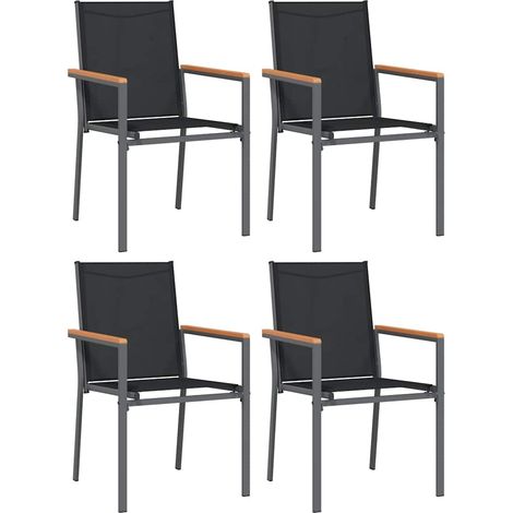 Maison Exclusive - Gartenstühle 4 Stk. Schwarz 55x61,5x90 cm Text (1/5)
