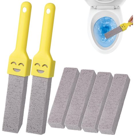 Pierre Ponce Brosse WC Avec Deux Poignées - Brosse de Nettoyage Remplaçable Pour Piscine et Toilettes - 6 Pièces Pour Enlever le Calcaire (1/5)