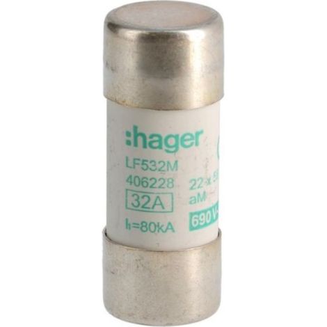 Cartouche fusible pour applications industrielles 22x58 aM 32A - HAGER LF532M