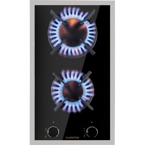 Klarstein Goldflame Domino Prime Placa de gas 2 quemadores de latón Vitrocerámica