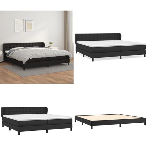 Boxspringbett mit Matratze Schwarz 200x200 cm Kunstleder - Boxspringbett - Doppelbett - Luxusbett - Bettenrahmen - Kunstlederbett - Home & Living (1/5)