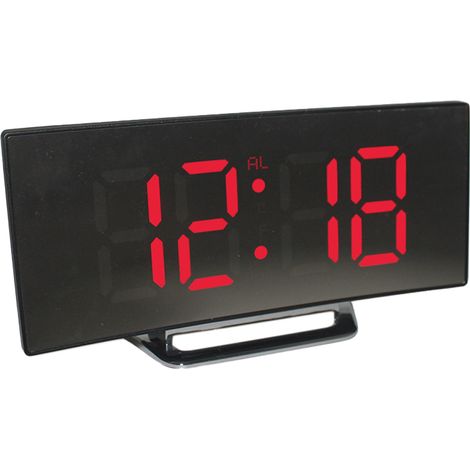 Horloge Électronique - Écran Incurvé - Affichage LED Miroir - Réveil Silencieux - 1 Pièce (1/5)