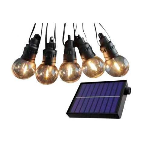 V-TAC VT-71512 catenaria LED con pannello solare e telecomando 12mt 10 lampadine mini globo filamento 0.5W 3000K IP44 - sku 7804