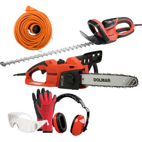 PACK - DOLMAR Taille-Haie Électrique 670W 55cm HT5510 + Tronçonneuse 1800W 35cm ES39TLC + Rallonge 40m + Équipements Protection