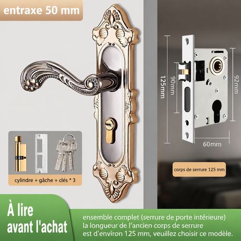 Serrure à poignée pour porte intérieure noir titane doré avec boîtier 125/60 à trois pênes en fourche 125 60 réf 6095 26 × 16 × 8 cm 1,2 kg – Livraison gratuite