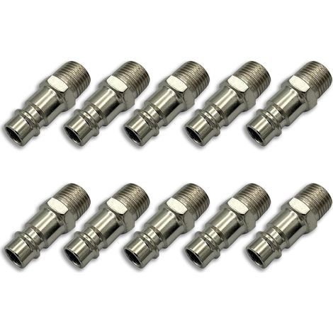 Lot de 10 raccords à air comprimé 1/4" avec filetage extérieur (1/5)