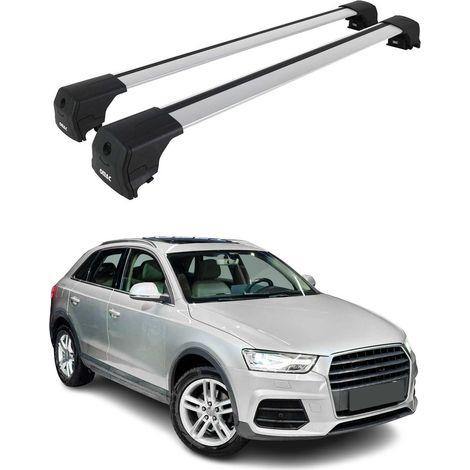 OMAC Barres de toit en aluminium pour Audi Q3 8U 2011-2018 – City Crash – ISO/PAS 11154:2006 – Antivol inclus – Charge max 75 kg – 2 barres Argent (1/4)