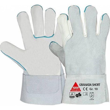Hase Granada Short Arbeitshandschuh aus Rindnarben-/Rindspaltleder Größe 10 6 Stk (1/2)