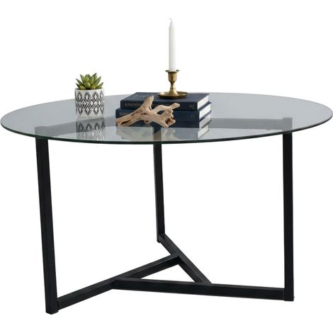 Dmora - Wohnzimmertisch Dmaccopp, Niedriger Wohnzimmertisch, Kaffeeregal, Couchtisch für Sofa, 75x75h42 cm, Schwarz und Transparent