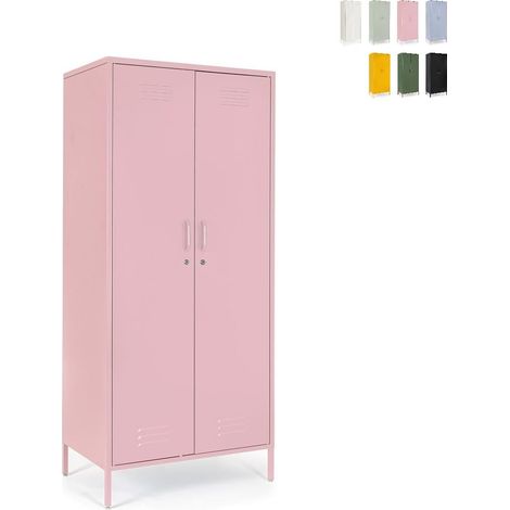 Armario metálico de acero pintado con 2 puertas 50x80x185 Cambridge YES - Rosa (1/5)