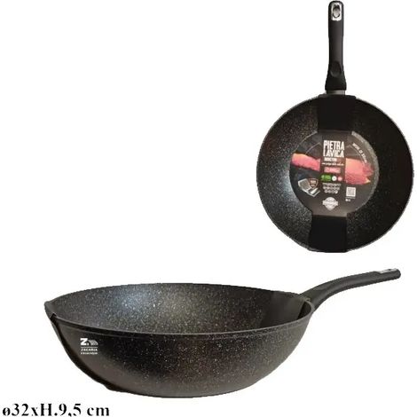 Wok saltapasta in pietra lavica Ø 32 cm antiaderente, Induzione