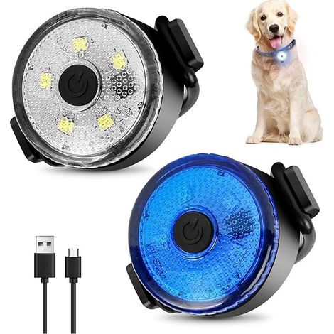 Pendentifs lumineux pour chiens (2 pièces) - LED clignotant, Éclairage de sécurité pour animaux, Rechargeable, 3 modes clignotants, Pour promenades nocturnes (1/5)