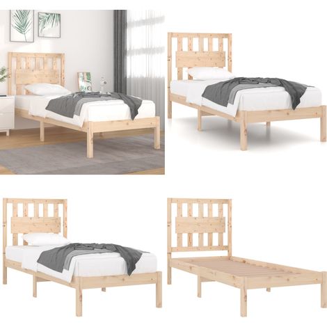 Giroletto in Legno Massello di Pino 90x200 cm - Letto con testiera - Letto in legno