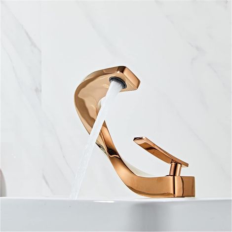 Robinet de cuisine remplisseur de pot Robinet de salle de bain en laiton or rose blanc robinet de bassin de salle de bain mitigeur d'eau chaude froide robinet d'évier monté sur le pont noir robinet en (1/5)