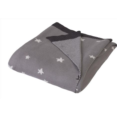 Manta de bambú de 80x100 cm, gris con estampado de estrellas. (1/2)
