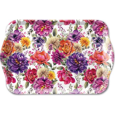 Plateau rectangulaire motif floraison éclatante