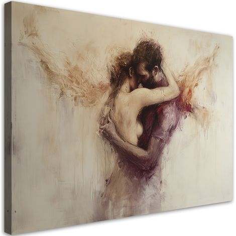 Quadro su tela, Nudo Amore Donna Uomo Beige - 120x80 (1/3)